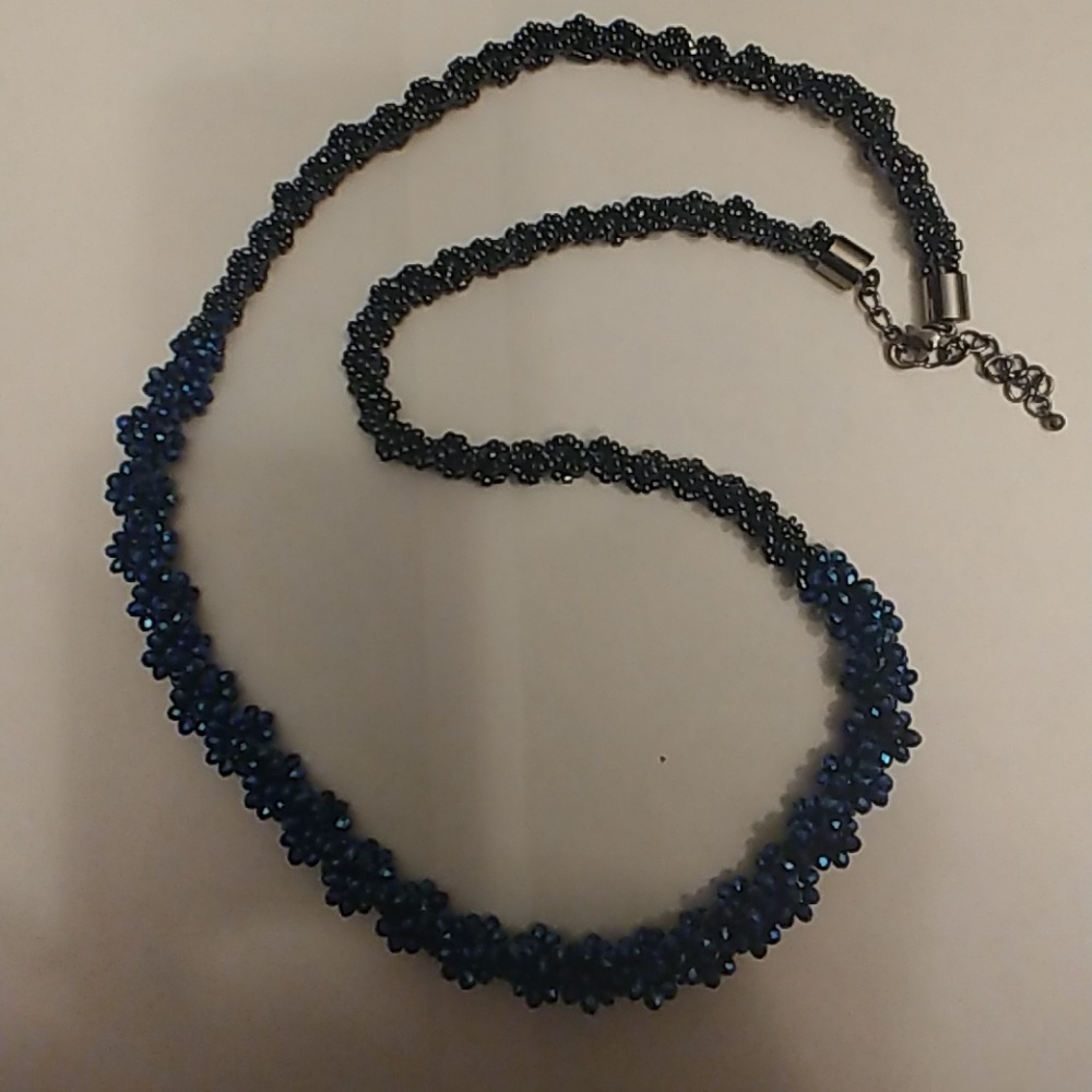 Macys Lovely Deep Blue Cluster Bead Necklace